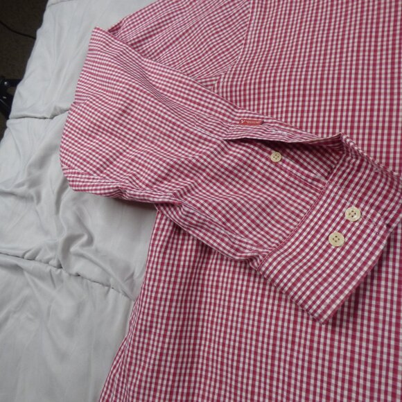 Arkansas Razorbacks Shirt Men XL Red Button Up Dress Check Plaid Pocket Adult - Picture 6 of 10